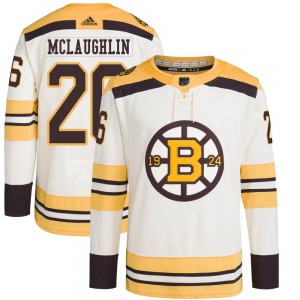 Authentic Adidas Adult Marc McLaughlin Cream 100th Anniversary Primegreen Jersey - NHL Boston Bruins