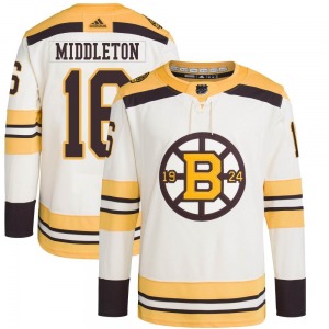 Authentic Adidas Adult Rick Middleton Cream 100th Anniversary Primegreen Jersey - NHL Boston Bruins
