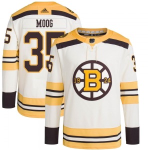 Authentic Adidas Adult Andy Moog Cream 100th Anniversary Primegreen Jersey - NHL Boston Bruins