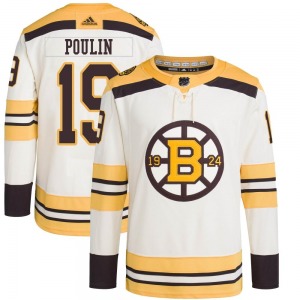 Authentic Adidas Adult Dave Poulin Cream 100th Anniversary Primegreen Jersey - NHL Boston Bruins