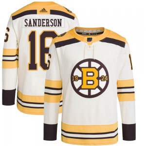 Authentic Adidas Adult Derek Sanderson Cream 100th Anniversary Primegreen Jersey - NHL Boston Bruins
