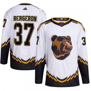 Authentic Adidas Youth Patrice Bergeron White Reverse Retro 2.0 Jersey - NHL Boston Bruins