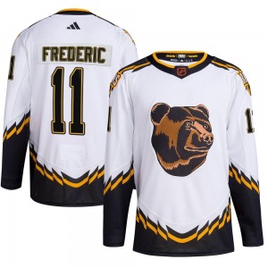 Authentic Adidas Youth Trent Frederic White Reverse Retro 2.0 Jersey - NHL Boston Bruins