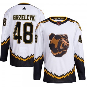 Authentic Adidas Youth Matt Grzelcyk White Reverse Retro 2.0 Jersey - NHL Boston Bruins