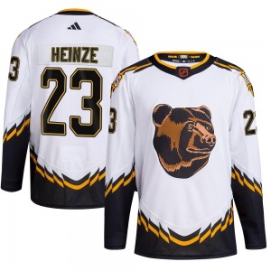 Authentic Adidas Youth Steve Heinze White Reverse Retro 2.0 Jersey - NHL Boston Bruins