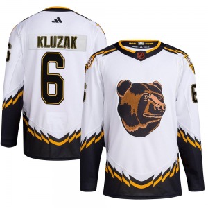Authentic Adidas Youth Gord Kluzak White Reverse Retro 2.0 Jersey - NHL Boston Bruins