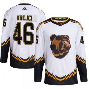 Authentic Adidas Youth David Krejci White Reverse Retro 2.0 Jersey - NHL Boston Bruins