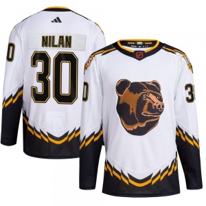 Authentic Adidas Youth Chris Nilan White Reverse Retro 2.0 Jersey - NHL Boston Bruins