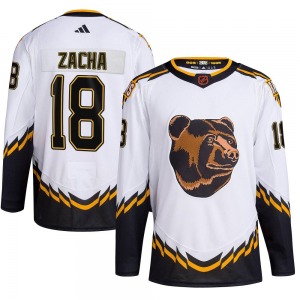 Authentic Adidas Youth Pavel Zacha White Reverse Retro 2.0 Jersey - NHL Boston Bruins