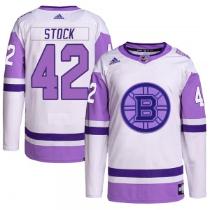 Authentic Adidas Youth Pj Stock White/Purple Hockey Fights Cancer Primegreen Jersey - NHL Boston Bruins