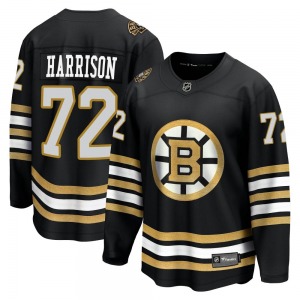 Premier Fanatics Branded Adult Brett Harrison Black Breakaway 100th Anniversary Jersey - NHL Boston Bruins