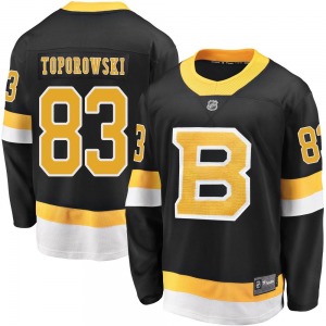 Premier Fanatics Branded Youth Luke Toporowski Black Breakaway Alternate Jersey - NHL Boston Bruins