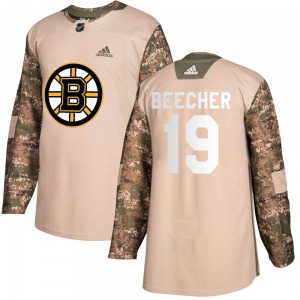 Authentic Adidas Youth Johnny Beecher Camo Veterans Day Practice Jersey - NHL Boston Bruins