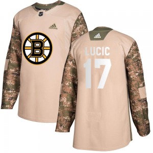 Authentic Adidas Youth Milan Lucic Camo Veterans Day Practice Jersey - NHL Boston Bruins