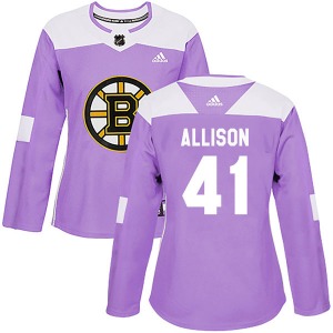 Authentic Adidas Women's Jason Allison Purple Fights Cancer Practice Jersey - NHL Boston Bruins