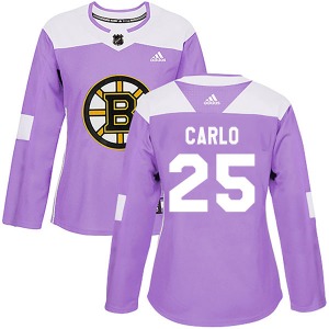Authentic Adidas Women's Brandon Carlo Purple Fights Cancer Practice Jersey - NHL Boston Bruins