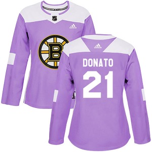 Authentic Adidas Women's Ted Donato Purple Fights Cancer Practice Jersey - NHL Boston Bruins