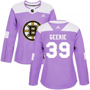Authentic Adidas Women's Morgan Geekie Purple Fights Cancer Practice Jersey - NHL Boston Bruins