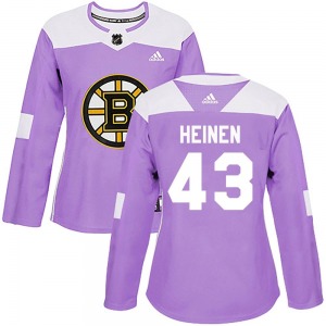 Authentic Adidas Women's Danton Heinen Purple Fights Cancer Practice Jersey - NHL Boston Bruins