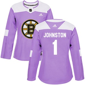 Authentic Adidas Women's Eddie Johnston Purple Fights Cancer Practice Jersey - NHL Boston Bruins