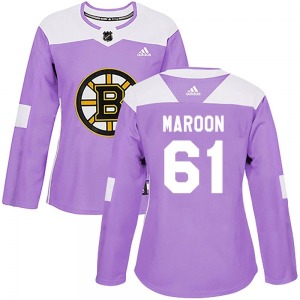 Authentic Adidas Women's Pat Maroon Purple Fights Cancer Practice Jersey - NHL Boston Bruins