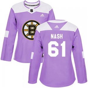 Authentic Adidas Women's Rick Nash Purple Fights Cancer Practice Jersey - NHL Boston Bruins