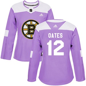 Authentic Adidas Women's Adam Oates Purple Fights Cancer Practice Jersey - NHL Boston Bruins