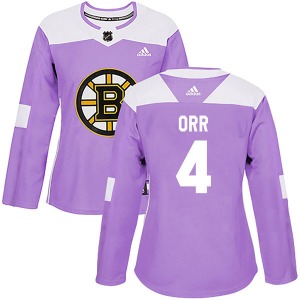 Authentic Adidas Women's Bobby Orr Purple Fights Cancer Practice Jersey - NHL Boston Bruins