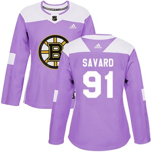 Authentic Adidas Women's Marc Savard Purple Fights Cancer Practice Jersey - NHL Boston Bruins