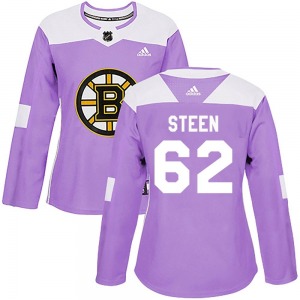 Authentic Adidas Women's Oskar Steen Purple Fights Cancer Practice Jersey - NHL Boston Bruins