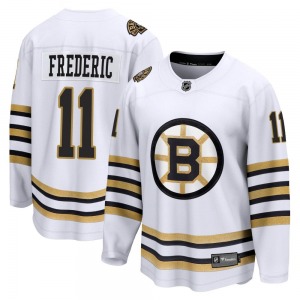 Premier Fanatics Branded Adult Trent Frederic White Breakaway 100th Anniversary Jersey - NHL Boston Bruins