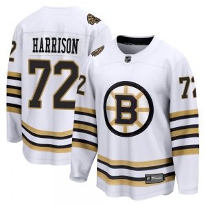 Premier Fanatics Branded Adult Brett Harrison White Breakaway 100th Anniversary Jersey - NHL Boston Bruins
