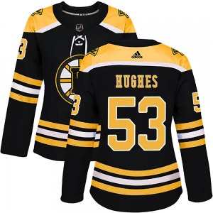 Authentic Adidas Women's Cameron Hughes Black Home Jersey - NHL Boston Bruins