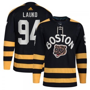 Authentic Adidas Youth Jakub Lauko Black 2023 Winter Classic Jersey - NHL Boston Bruins