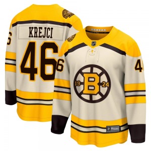 Premier Fanatics Branded Adult David Krejci Cream Breakaway 100th Anniversary Jersey - NHL Boston Bruins