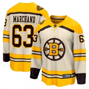 Premier Fanatics Branded Adult Brad Marchand Cream Breakaway 100th Anniversary Jersey - NHL Boston Bruins