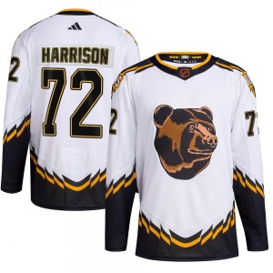 Authentic Adidas Adult Brett Harrison White Reverse Retro 2.0 Jersey - NHL Boston Bruins