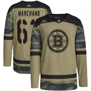 Authentic Adidas Youth Brad Marchand Camo Military Appreciation Practice Jersey - NHL Boston Bruins