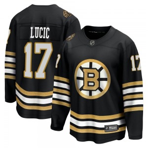 Premier Fanatics Branded Youth Milan Lucic Black Breakaway 100th Anniversary Jersey - NHL Boston Bruins
