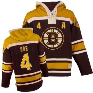 Premier Youth Bobby Orr Black Old Time Hockey Sawyer Hooded Sweatshirt - NHL Boston Bruins