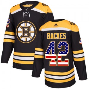 Authentic Adidas Youth David Backes Black USA Flag Fashion Jersey - NHL Boston Bruins