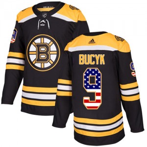 Authentic Adidas Youth Johnny Bucyk Black USA Flag Fashion Jersey - NHL Boston Bruins