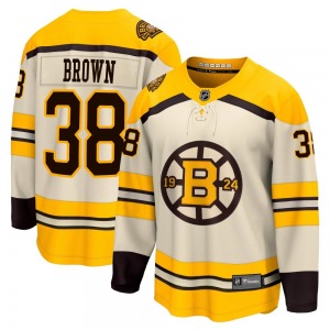 Premier Fanatics Branded Youth Patrick Brown Brown Breakaway Cream 100th Anniversary Jersey - NHL Boston Bruins