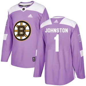 Authentic Adidas Adult Eddie Johnston Purple Fights Cancer Practice Jersey - NHL Boston Bruins