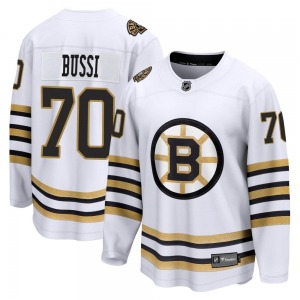 Premier Fanatics Branded Youth Brandon Bussi White Breakaway 100th Anniversary Jersey - NHL Boston Bruins