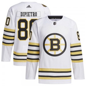 Authentic Adidas Adult Michael DiPietro White 100th Anniversary Primegreen Jersey - NHL Boston Bruins