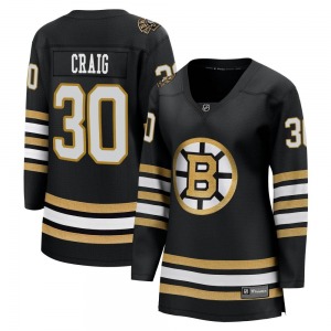 Premier Fanatics Branded Women's Jim Craig Black Breakaway 100th Anniversary Jersey - NHL Boston Bruins