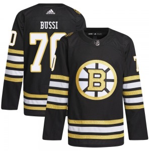 Authentic Adidas Youth Brandon Bussi Black 100th Anniversary Primegreen Jersey - NHL Boston Bruins