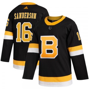 Authentic Adidas Youth Derek Sanderson Black Alternate Jersey - NHL Boston Bruins