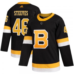 Authentic Adidas Youth Alex Steeves Black Alternate Jersey - NHL Boston Bruins